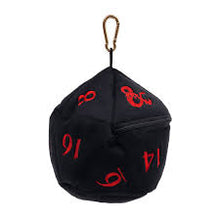 Load image into Gallery viewer, Bag: D&D Plush D20 Dice Bag- Black and Red