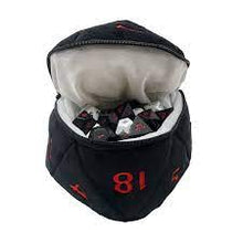 Load image into Gallery viewer, Bag: D&D Plush D20 Dice Bag- Black and Red