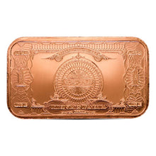 Load image into Gallery viewer, Copper Bar - 1 oz - $1 Bank Certificate - 1 AVDP Oz, .999 Pure Copper
