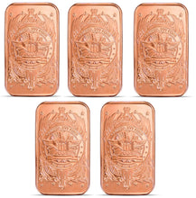 Load image into Gallery viewer, Copper Bar - 1 oz - Morgan Head - Set of 5 - each 1 AVDP Oz, .999 Pure Copper
