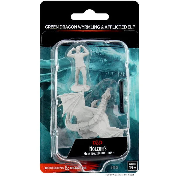 D&D Nolzur’s Marvelous Unpainted Miniatures – Green Dragon Wyrmling & Afflicted Elf